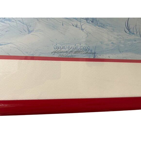Richard E. Williams Retro 90's Red Framed Beach Boats Artist Signed Lithograph - Picture 8 of 16